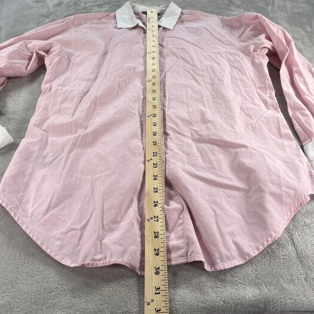 Vintage Y2K Lauren Ralph Lauren Button Down Shirt 10 Pink Contrast Old Money - Picture 10 of 13